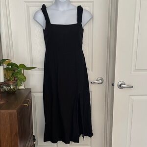 Zara Black Midi Dress with Lace-up back and Slit